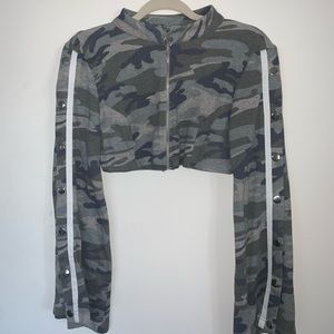 cropped tear-away camo top